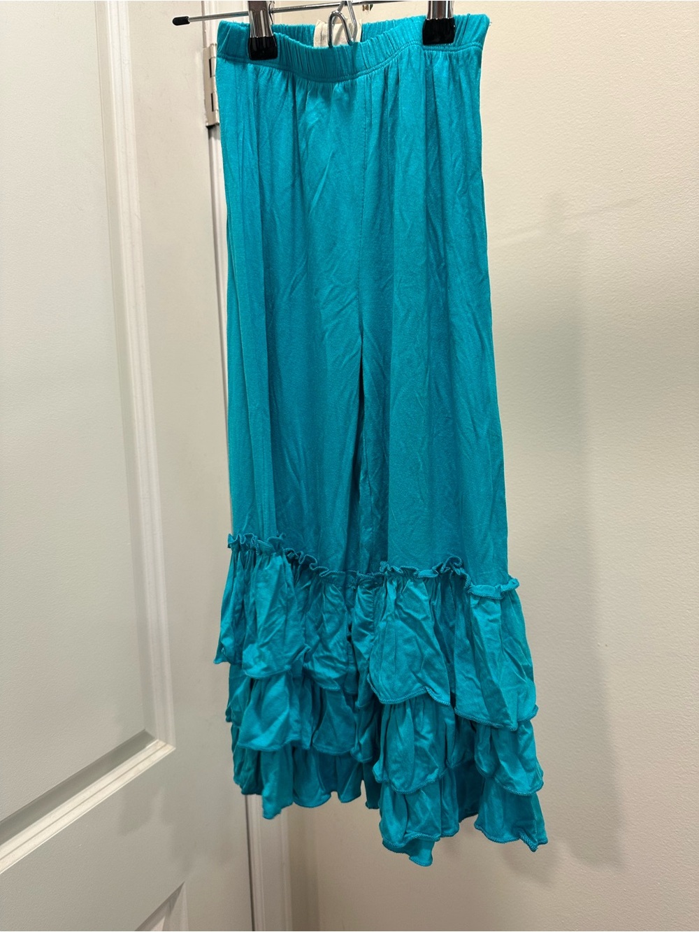 Hayden Bright Turquoise Ruffle-Hem Leggings